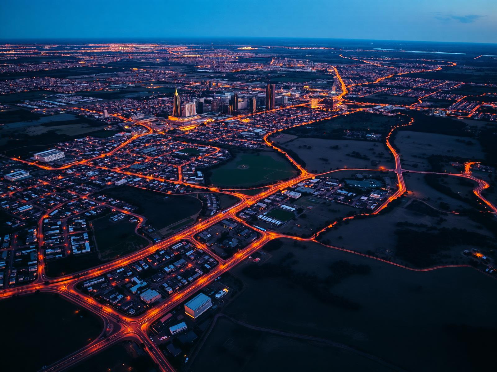 Aerial night view of Perth's Swan Valley region